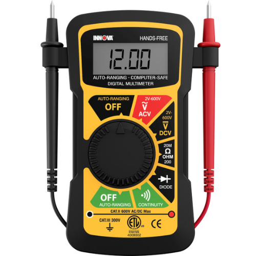 Auto-Ranging Digital Multimeter: Built-in Lead Holders, ETL/CE Listed, Auto Shutoff