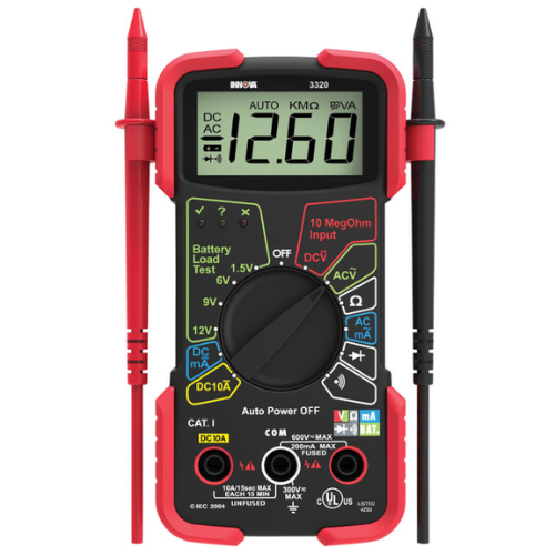 Auto-Ranging PLUS Digital Multimeter: Protective Rubber Guards, Battery Load Test, Built-in Stand