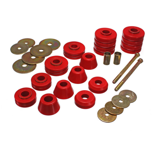 Body Cab Mount Set, Red, Performance Polyurethane
